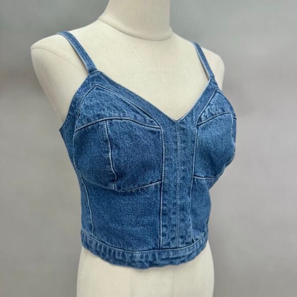 Vintage Y2K Harley Davidson Denim Bustier Crop Top Corset Style Tank Small - Picture 3 of 16